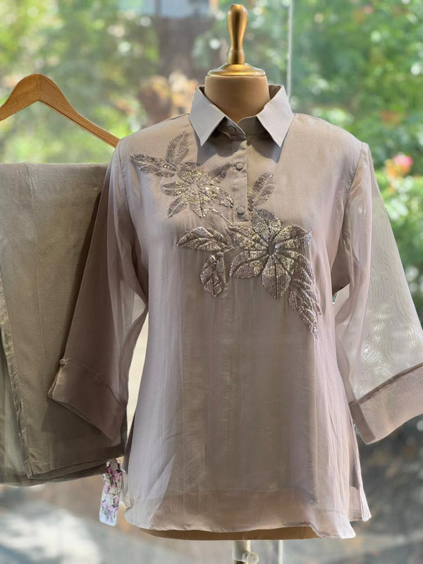 Grey Organza Co Ord