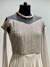 Beige tail sleeves gown