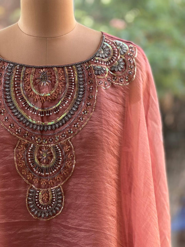 Rose Gold Glass Tissue Kaftan Co ord