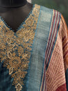 Blue Printed Dupatta Set