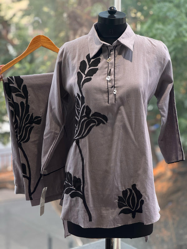 Gray Patch Work Co Ord