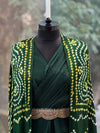 Green Bandhej Cape Set