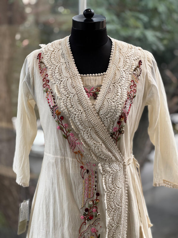 Cream Anghrakha Tunic