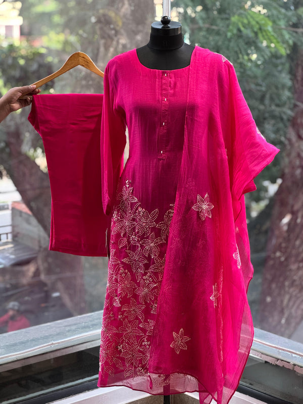 Pink Chanderi Suit