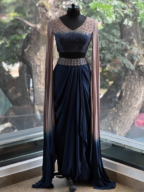 Blue Shaded Cape Set