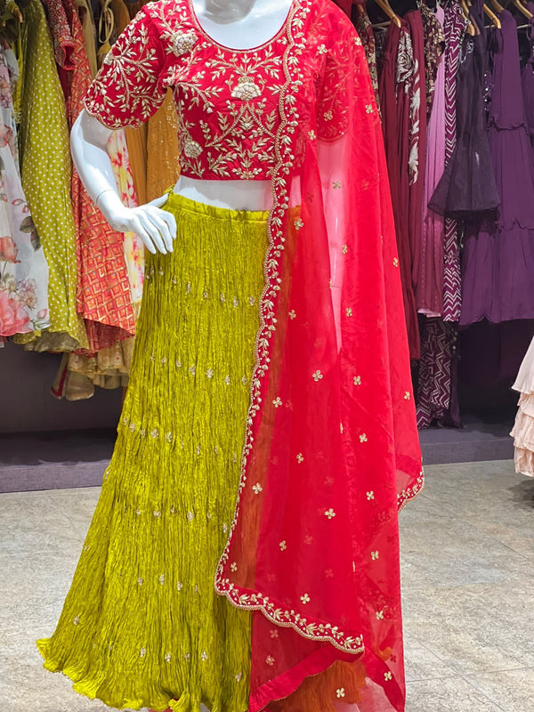 Greenish Yellow Lehenga Set