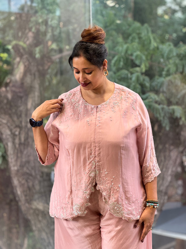 Pink Hand Work Palazzo Set