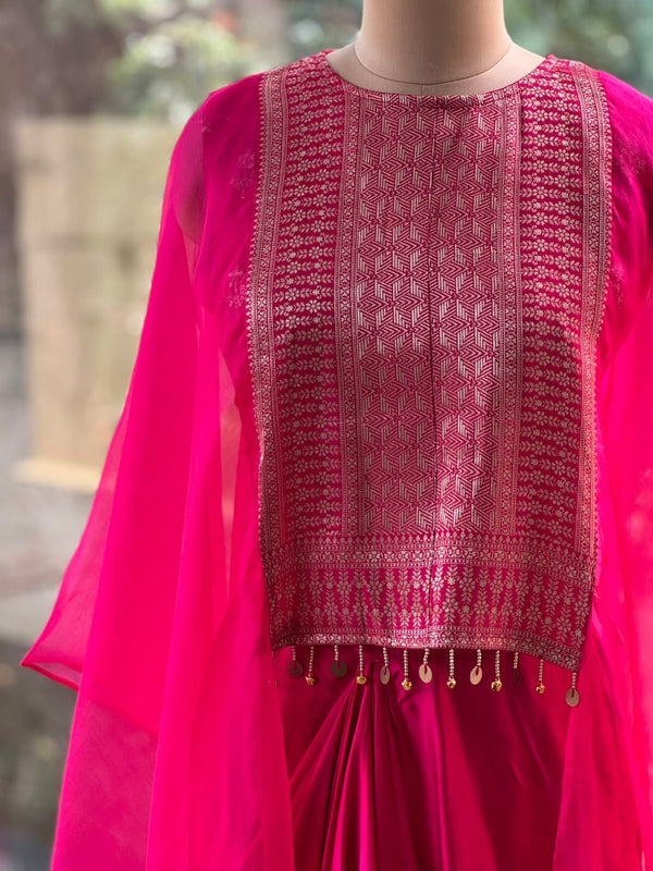 Pink Shaded Skirt Set