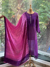 Purple Mul Suit with Shibori Dupatta