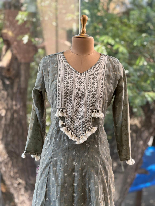 Greyish Blue Mul Suit