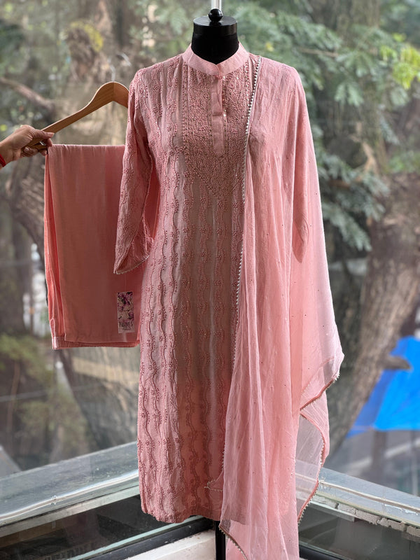 Pink Chikankari Suit Set