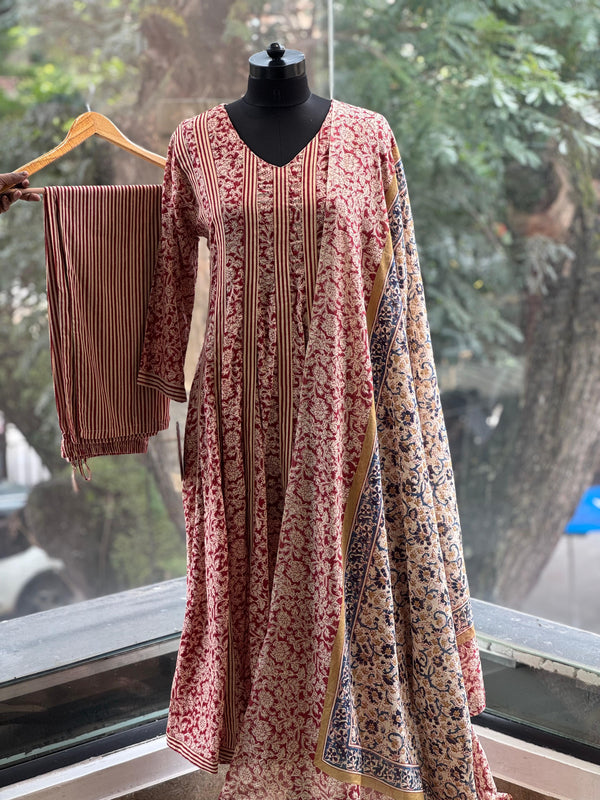 Maroon Dupatta Set