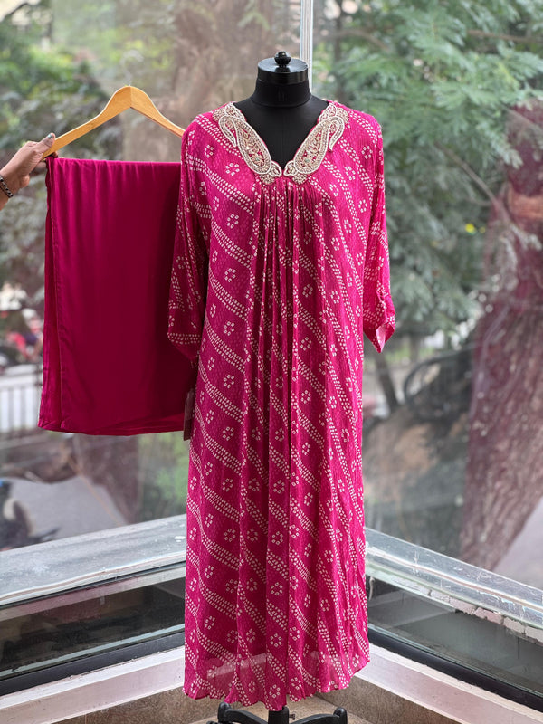 Pink Bandhej Co Ord