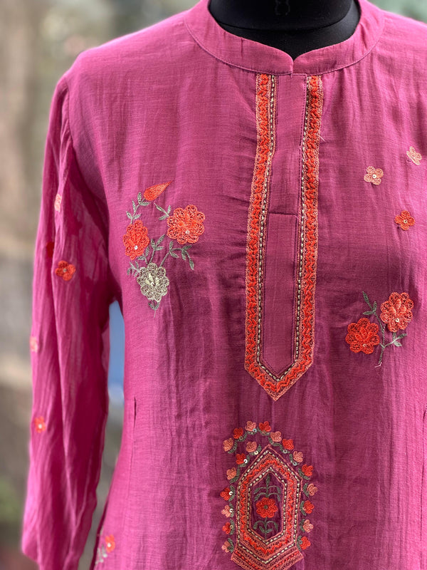 Pink Chanderi Suit