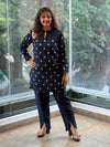 Navy Blue Embroidered Banarasi Co Ord