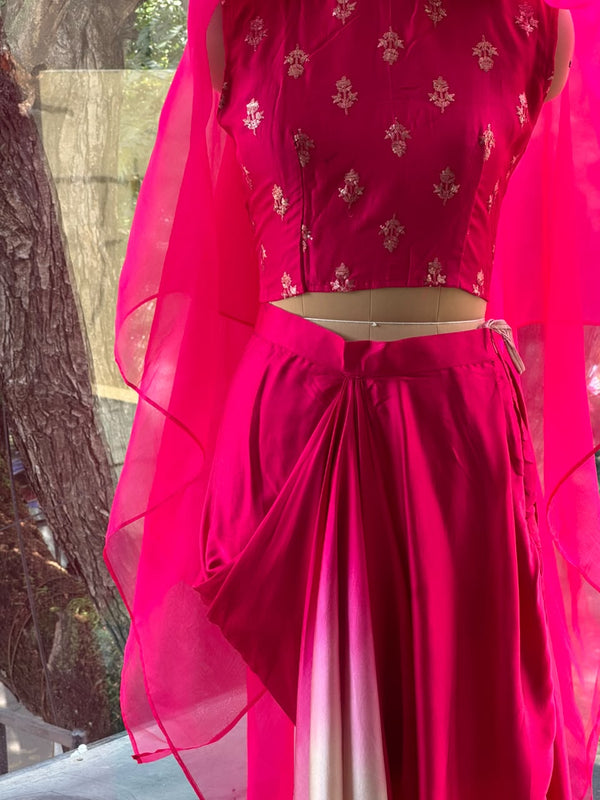 Pink Shaded Skirt Set