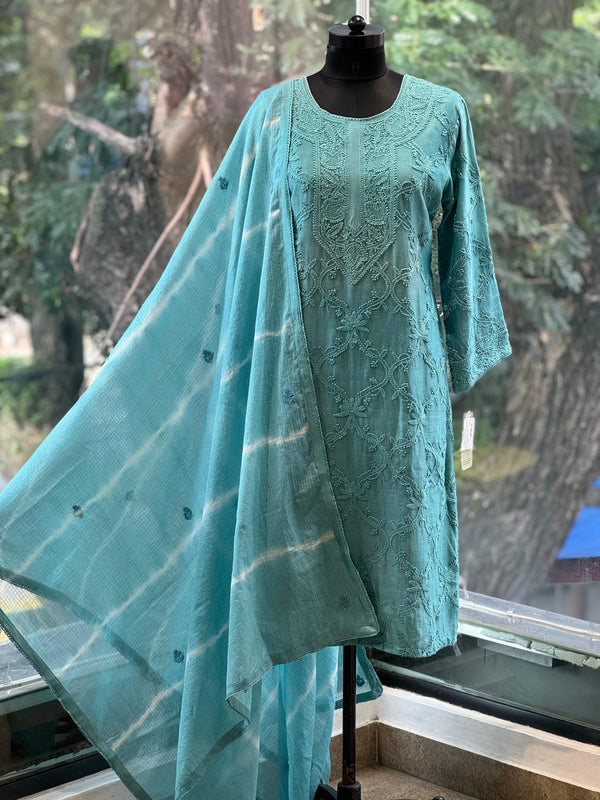 Blue Chikankari Suit Set