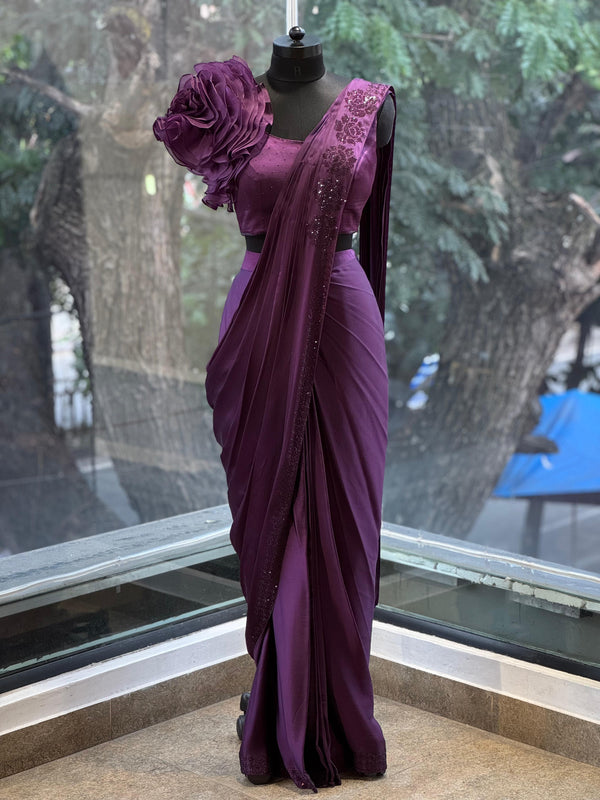 Purple Drape Saree