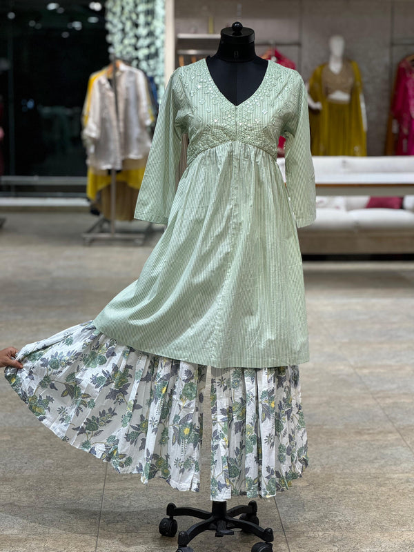 Green Sharara Set