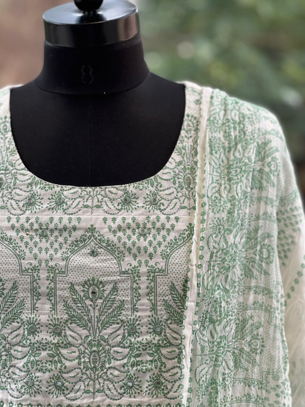 Green Block Print Suit