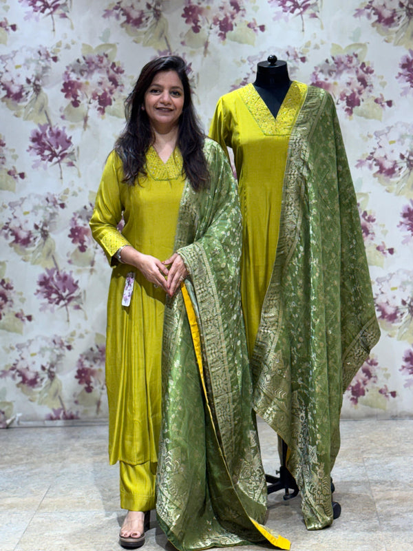 Green Banarasi Suit