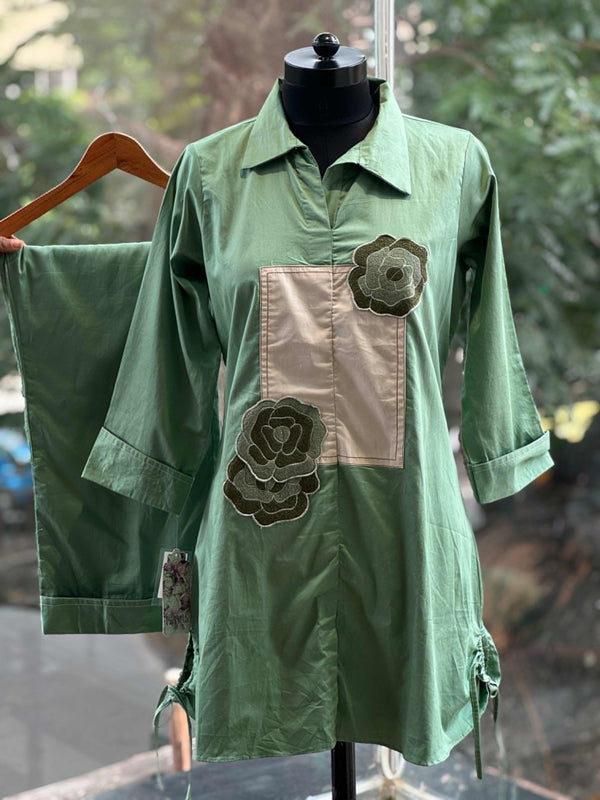 Green Collared Neck Co Ord