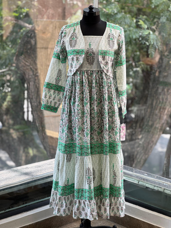 White/Green Block Print Tunic