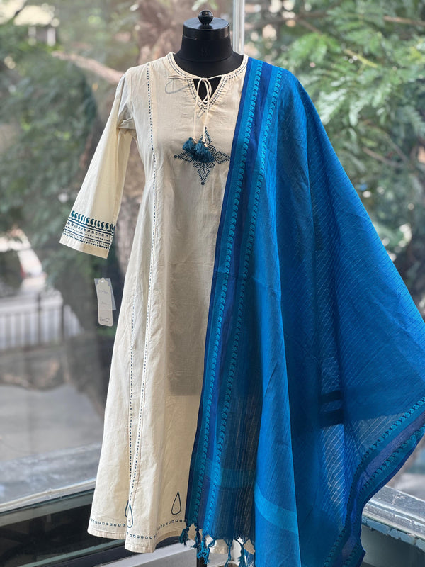 Blue Mangalgiri Dupatta Set