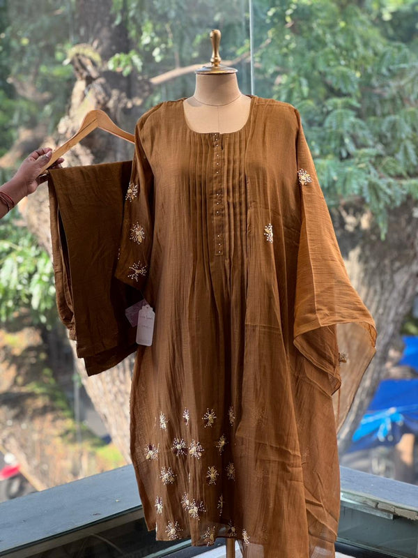 Brown Mul Chanderi Suit