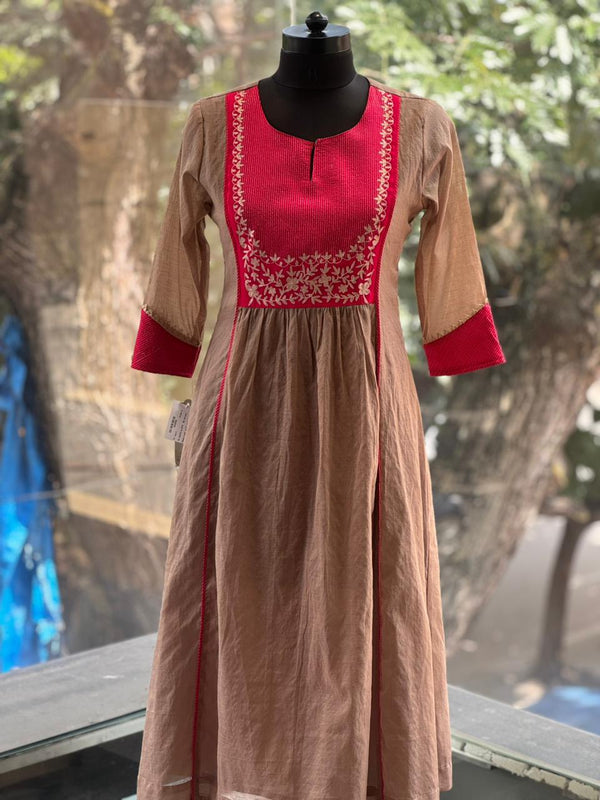 Brown Mul Dupatta Set