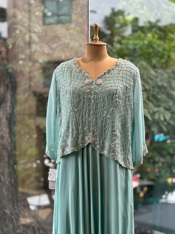 Blue Beads Work Gown
