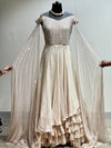 Beige tail sleeves gown