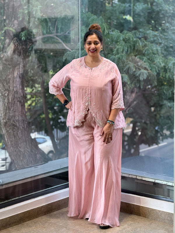 Pink Hand Work Palazzo Set