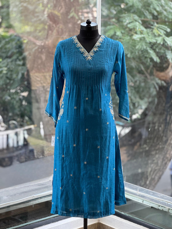 Blue Embroidered Suit