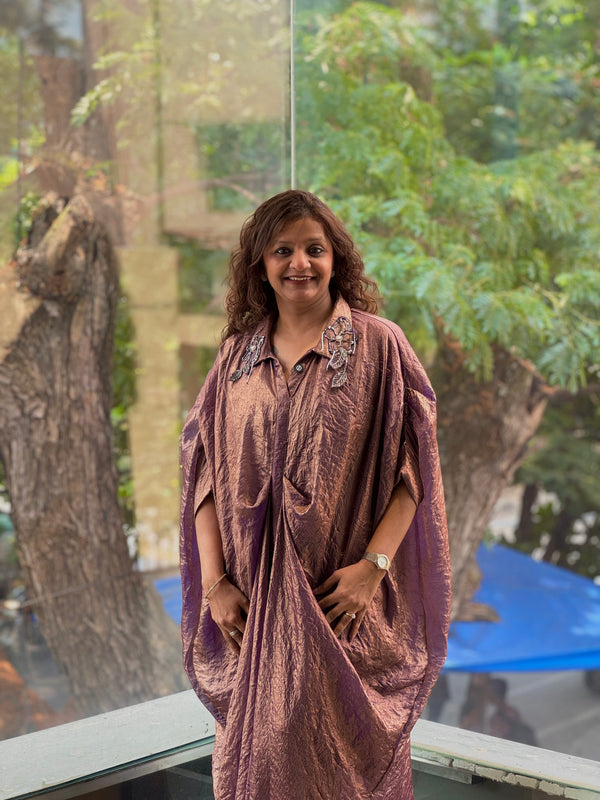 Purplish Glass Tissue Cowl Tunic