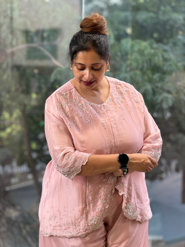 Pink Hand Work Palazzo Set