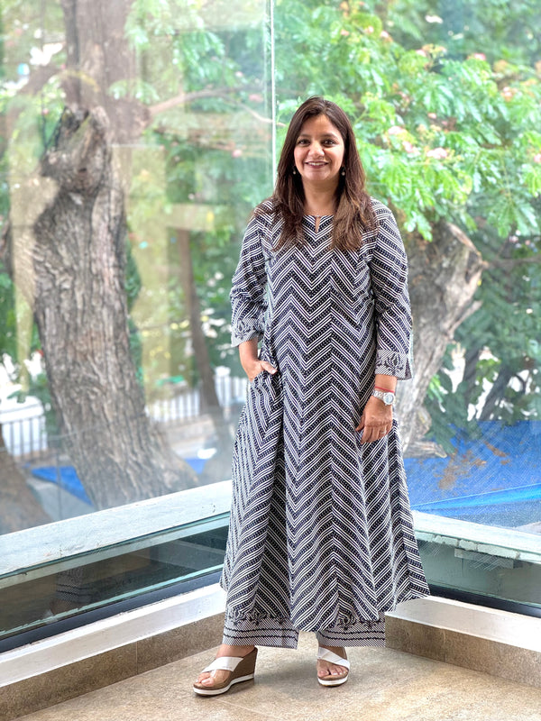 Black Zig-Zag Lines Co Ord