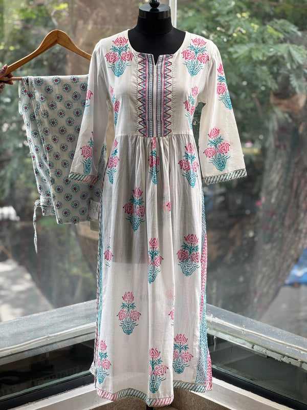 White Printed Co Ord