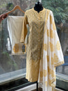 Yellow Block Print Dupatta Set