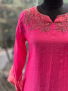 Pink Mul Tissue Neckline Suit
