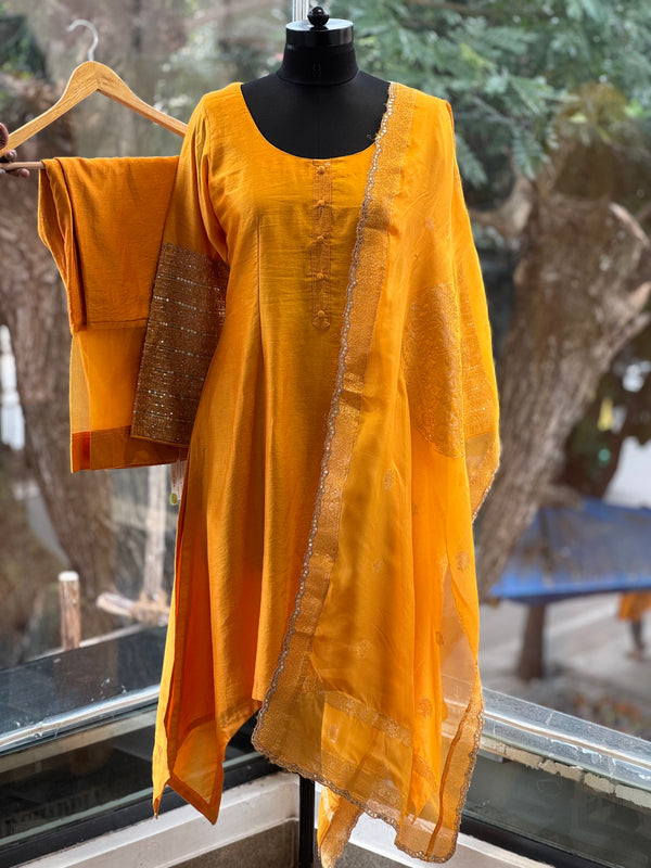 Yellow Chanderi Silk Suit