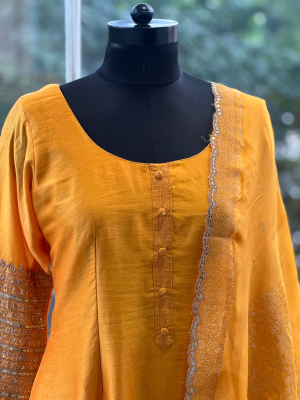 Yellow Chanderi Silk Suit