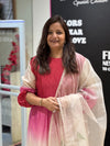 Red Chanderi Silk Shaded Suit