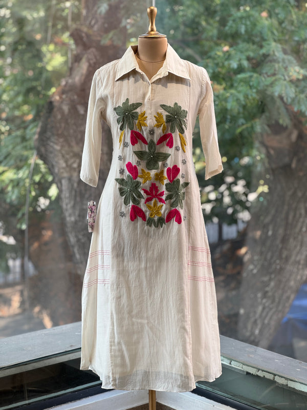 Half White Thread Work Tunic