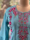 Blue Embroidered Mul Suit