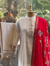 Half White Madhubani Print dupatta set