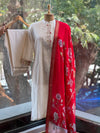Half White Madhubani Print dupatta set