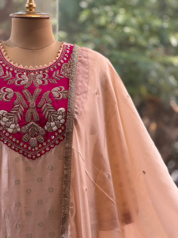 Peach Banarasi Weaving Suit