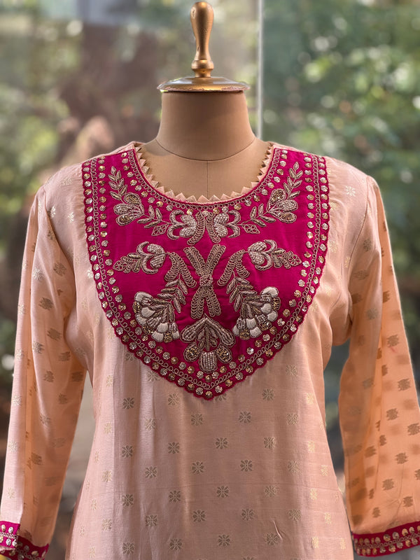Peach Banarasi Weaving Suit