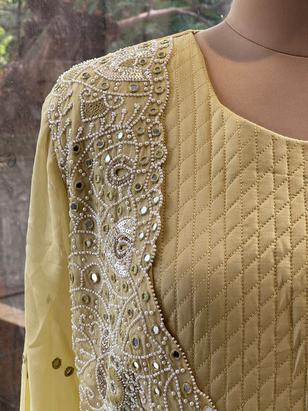 Yellow Intricate Hand Work Gown